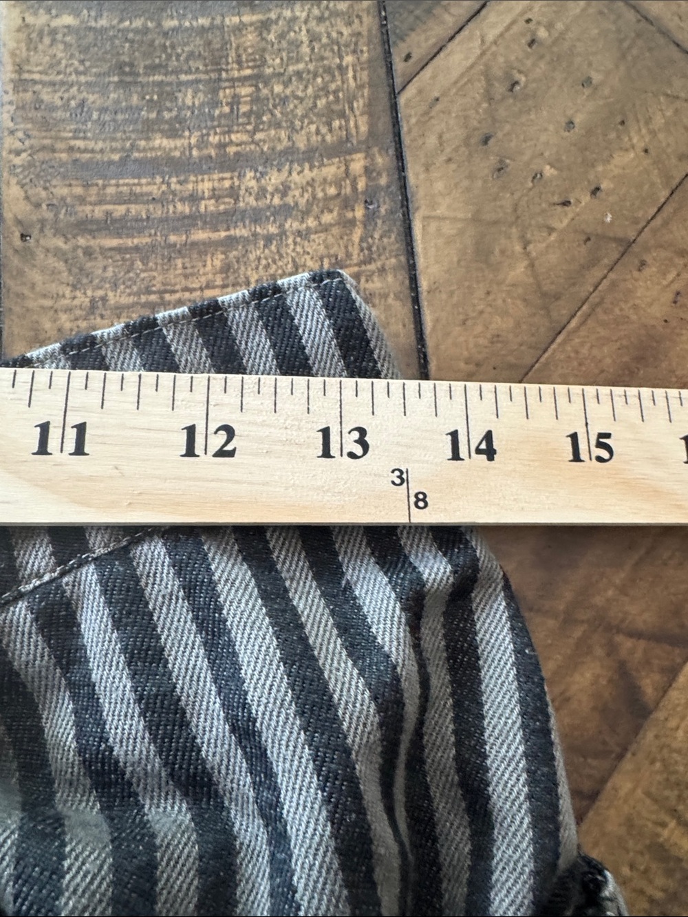 NWT Blue Velvet Striped Patchwork Pants in Black and Gray - Picture 8 of 14
